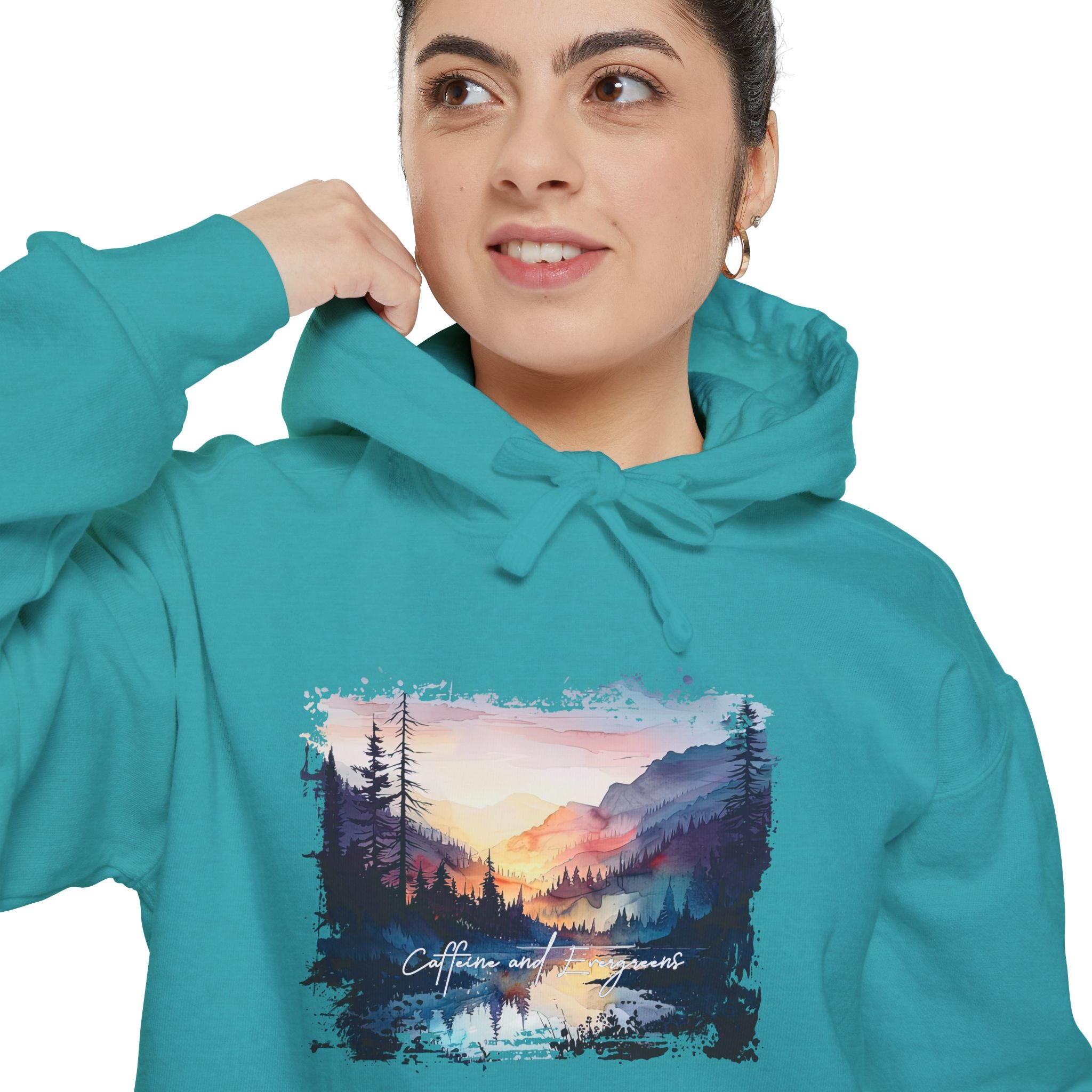 Caffeine and Evergreens Unisex Garment-Dyed Hoodie