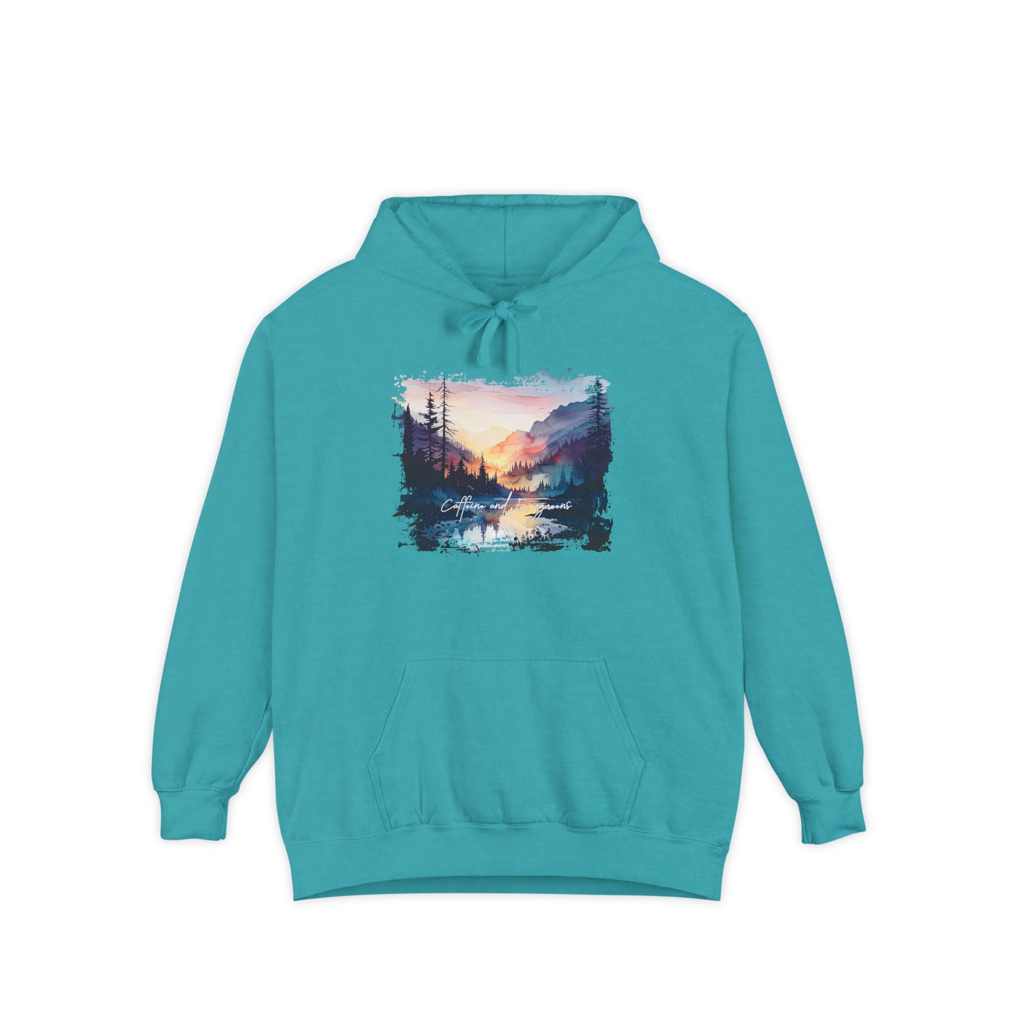 Caffeine and Evergreens Unisex Garment-Dyed Hoodie