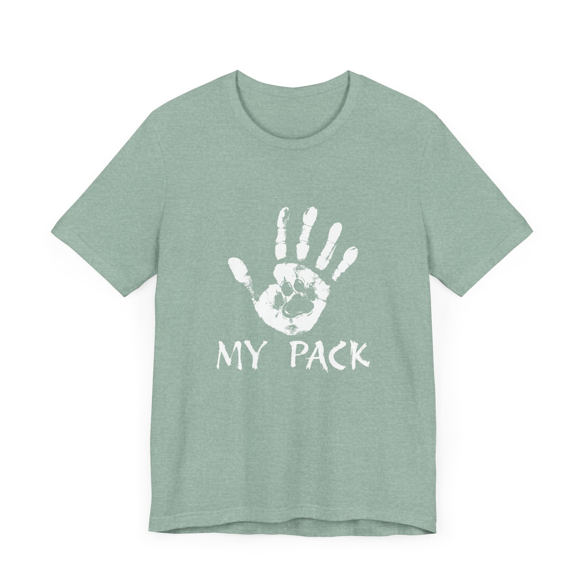 Dog Love -"My Pack" Ink paw & hand shirt,Unisex graphic tee ,GIFT for dog lover,dog mom,dog dad,hiking dog,canine support,canine companion