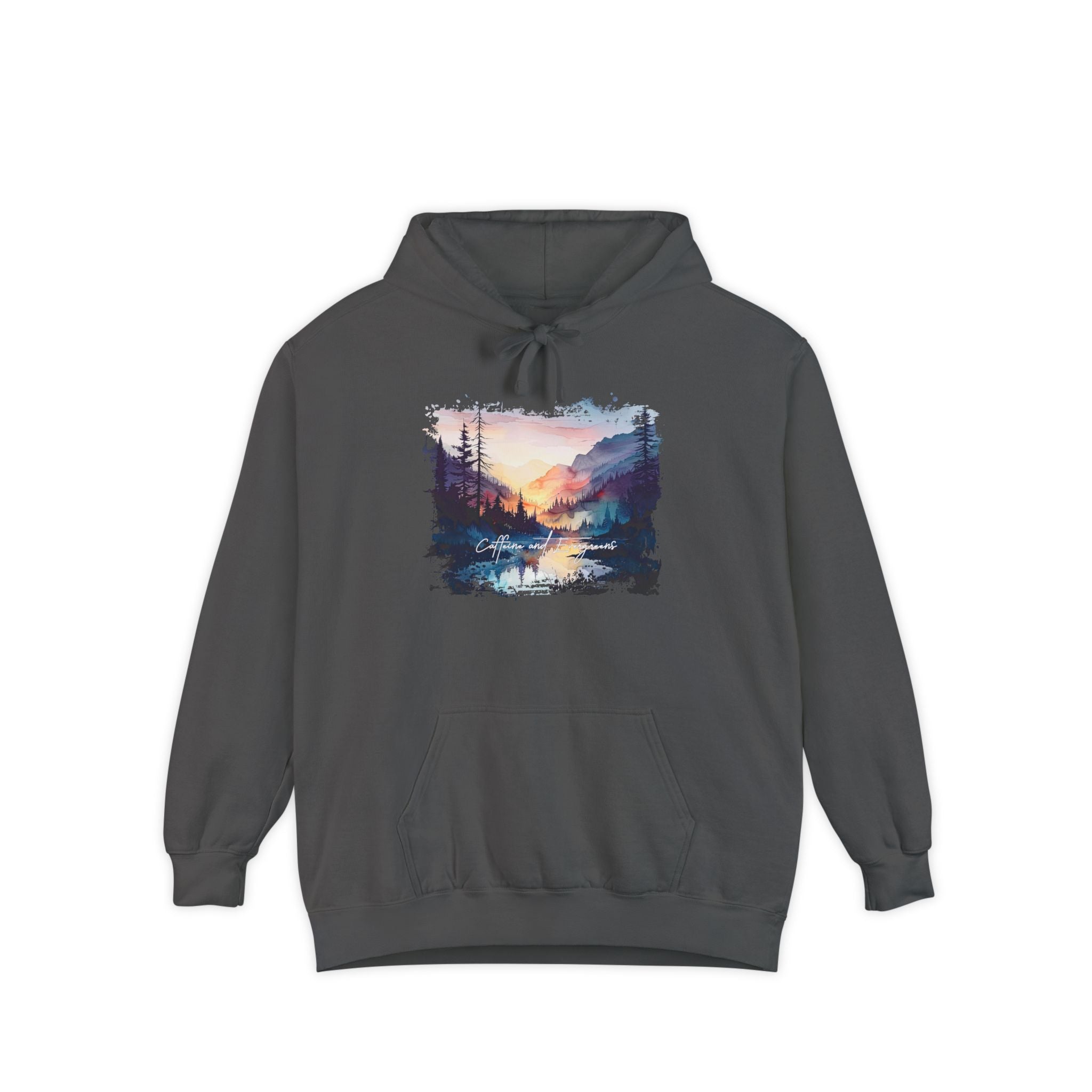 Caffeine and Evergreens Unisex Garment-Dyed Hoodie