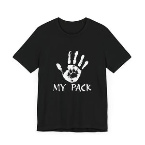 Dog Love -"My Pack" Ink paw & hand shirt,Unisex graphic tee ,GIFT for dog lover,dog mom,dog dad,hiking dog,canine support,canine companion