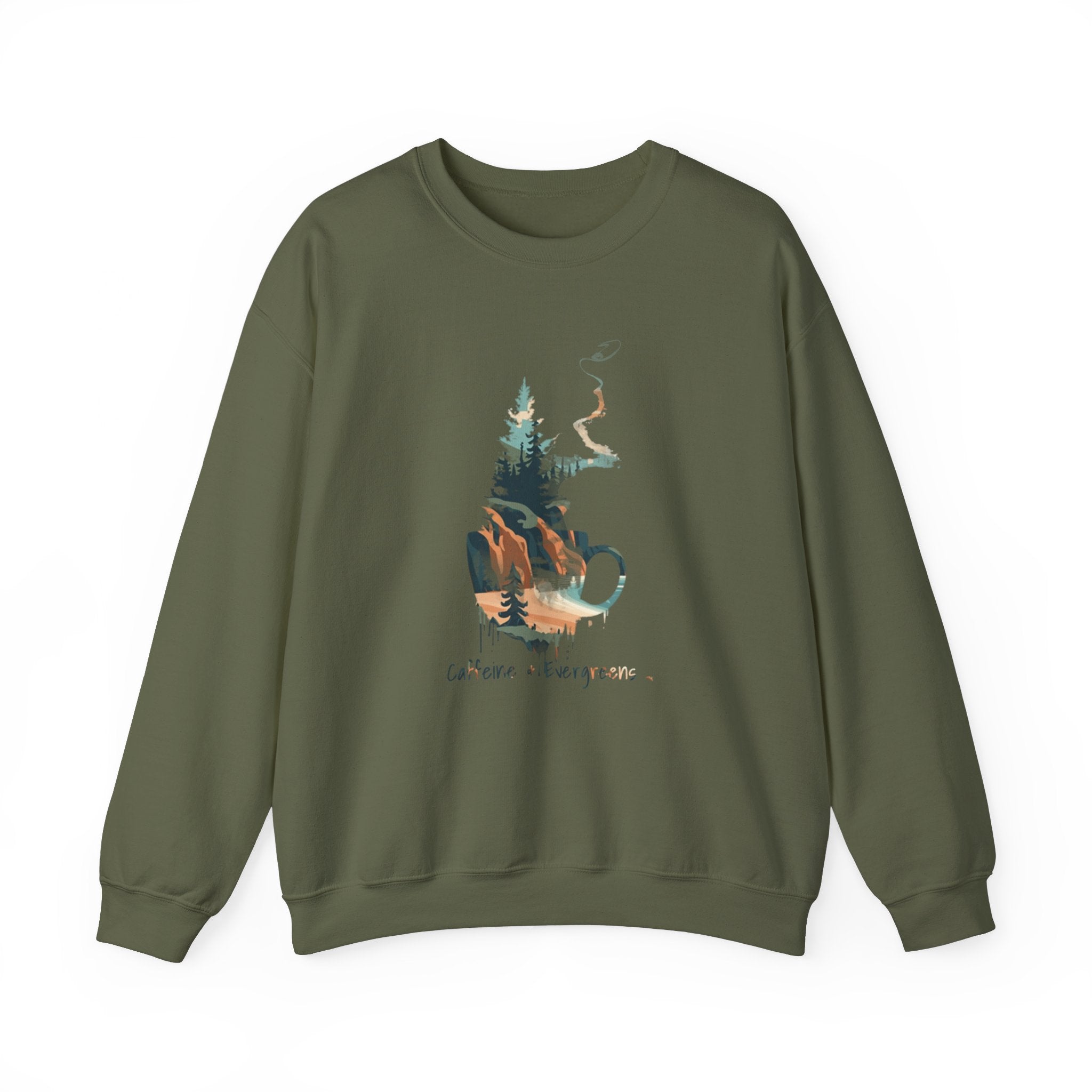 Caffeine and Evergreens™ Unisex Crewneck Sweater