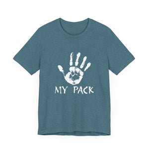 Dog Love -"My Pack" Ink paw & hand shirt,Unisex graphic tee ,GIFT for dog lover,dog mom,dog dad,hiking dog,canine support,canine companion