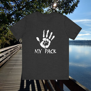 Dog Love -"My Pack" Ink paw & hand shirt,Unisex graphic tee ,GIFT for dog lover,dog mom,dog dad,hiking dog,canine support,canine companion