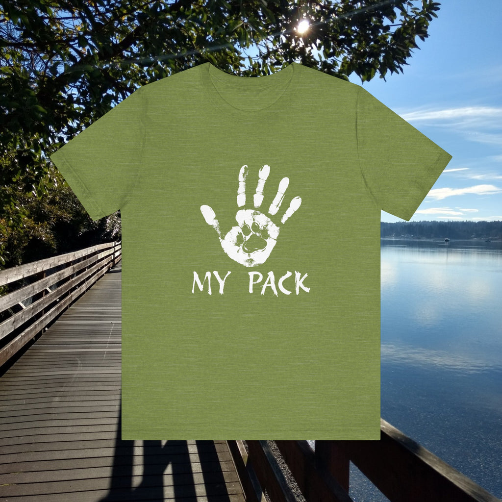 Dog Love -"My Pack" Ink paw & hand shirt,Unisex graphic tee ,GIFT for dog lover,dog mom,dog dad,hiking dog,canine support,canine companion