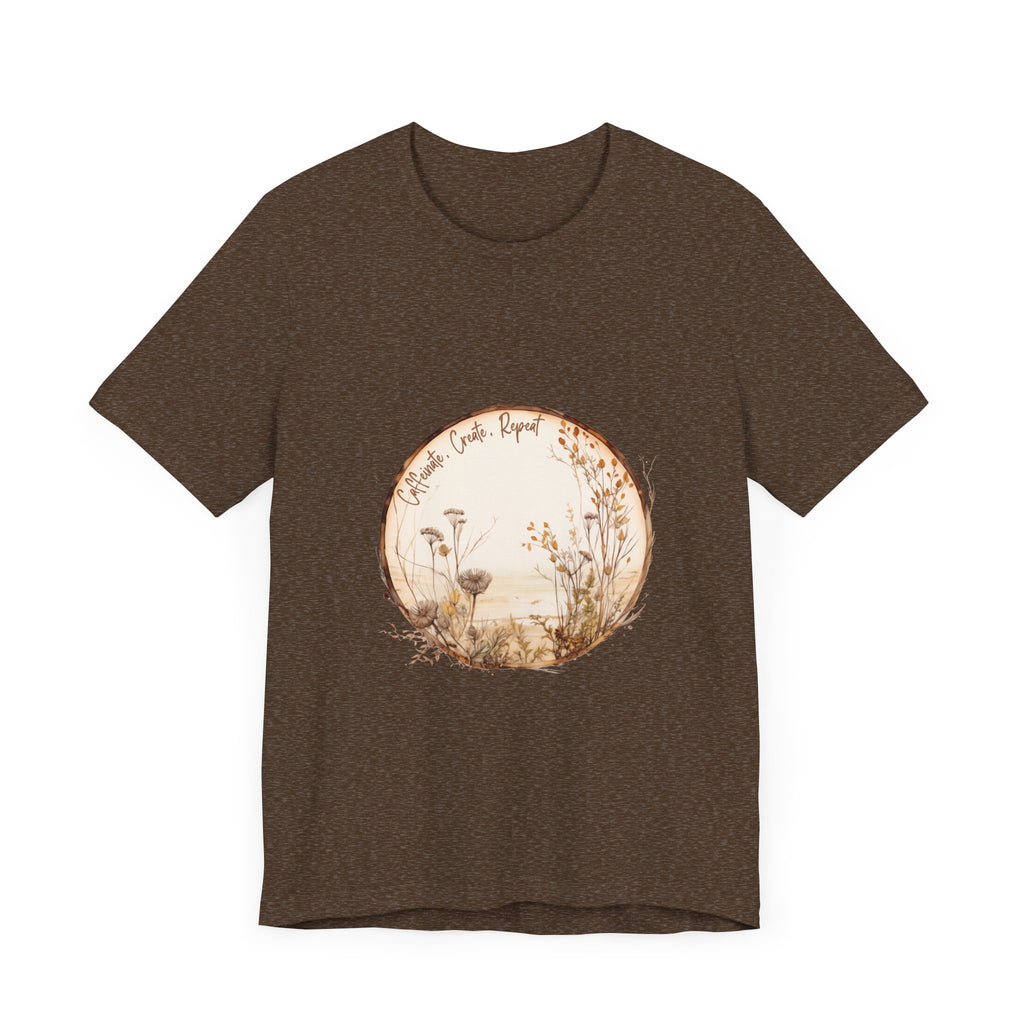 Create-Woman's Cute Coffee T-shirt.Gift for coffee lovers,caffeine lovers,influencers,artists,creators and hikers.Outdoors coffee weather