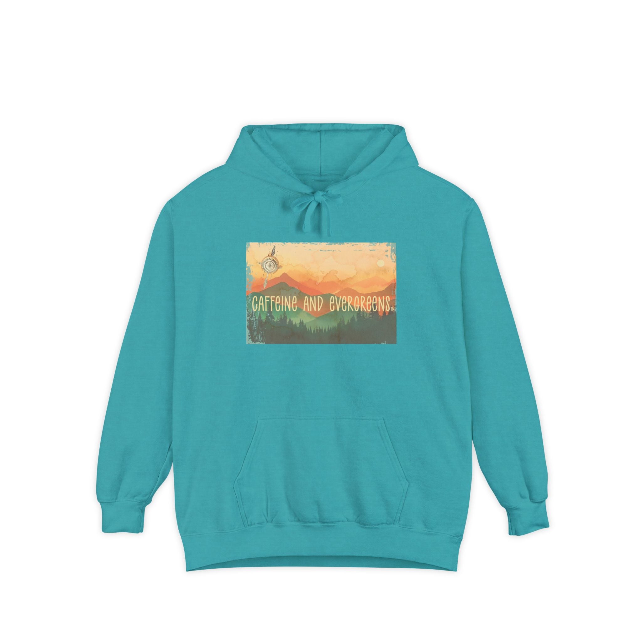 Caffeine And Evergreen Unisex Garment-Dyed Hoodie