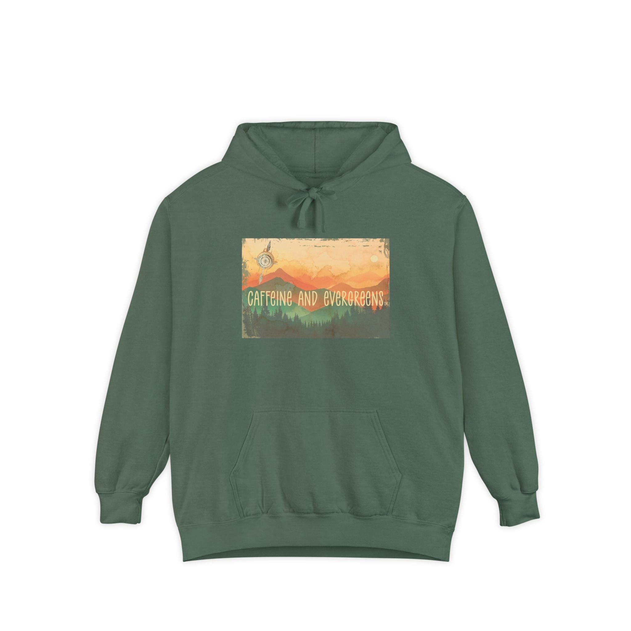 Caffeine And Evergreen Unisex Garment-Dyed Hoodie