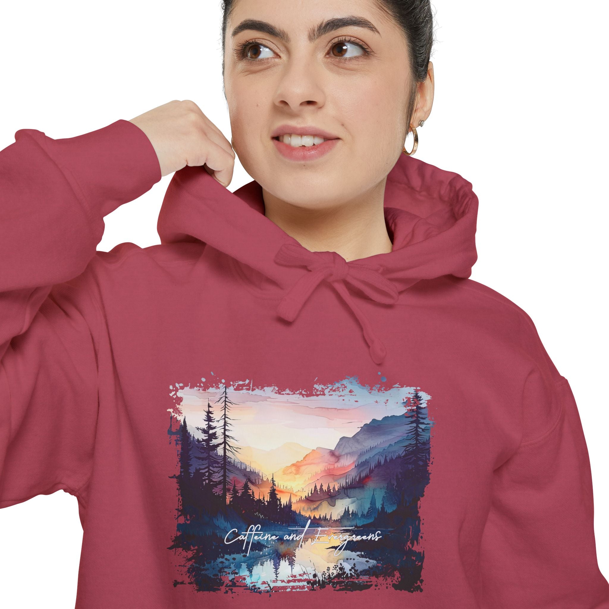 Caffeine and Evergreens Unisex Garment-Dyed Hoodie